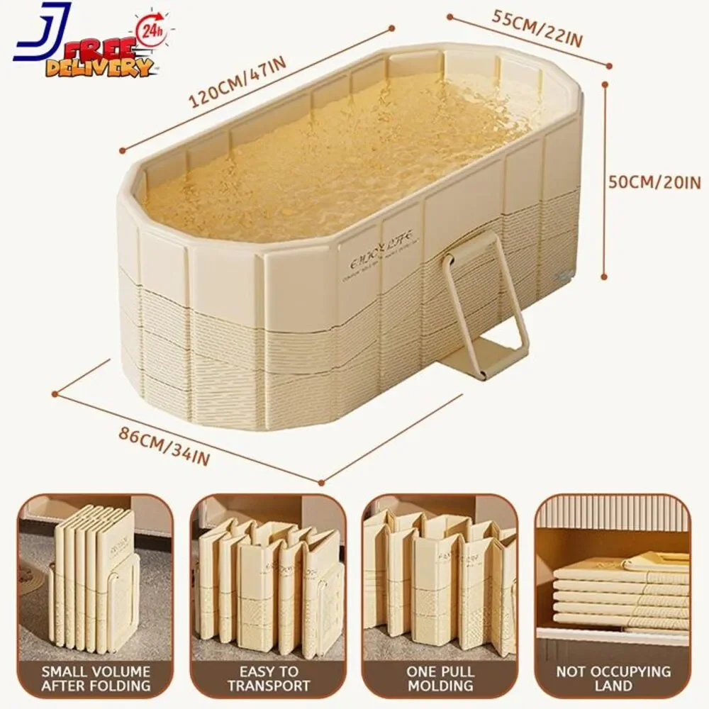 Portable Foldable Bathtub 47 Inch Large Freestanding Adult Open Box 7035FT